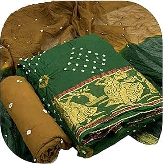 Dharmik Fashion women's jaipuri bhandhani cotton suit dress material