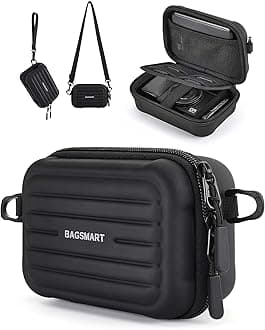 BAGSMART Digital Camera Case, Protective & Waterproof Small Camera Case with Shoulder Strap, Lightweight Camera Sling Bag for Canon PowerShot ELPH 180/190 / Sony DSCW800/DSCW830 - Black