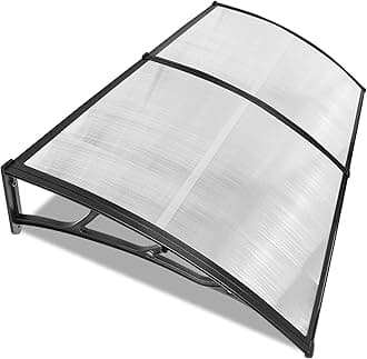 Blisswood Front Door Canopy Outdoor Awning Shelter 190 x 100 cm Window Rain Roof Cover With Polycarbonate Roofing Sheets Porch Shade Patio UV Protection Back Door Porch Canopies