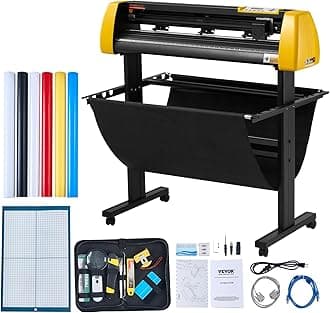 VEVOR Vinyl Cutter Machine, 34 in / 870 mm Max Paper Feed Cutting Plotter, Automatic Camera Contour Cutting LCD Screen Printer with Stand Adjustable Force and Speed for Sign Making Plotter Cutter