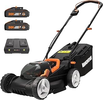 36V(40V MAX) 34cm Cordless Lawn Mower WG779E Push Mower, Cutting Height 20-70mm (6 Adjustment), 30L Grass Bag, Cutting Width Up to 280m², Powershare, 2 * 2.5Ah Battery, 1* Dual Port Charger