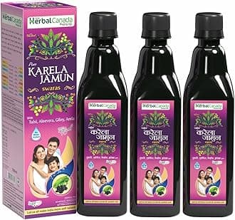 Herbal Canada Karela Jamun | Pack of 3 | May Helpful In maintaining Sugar Level | Immunity Booster | Purifies Blood | 100% Ayurvedic (1 LTR)