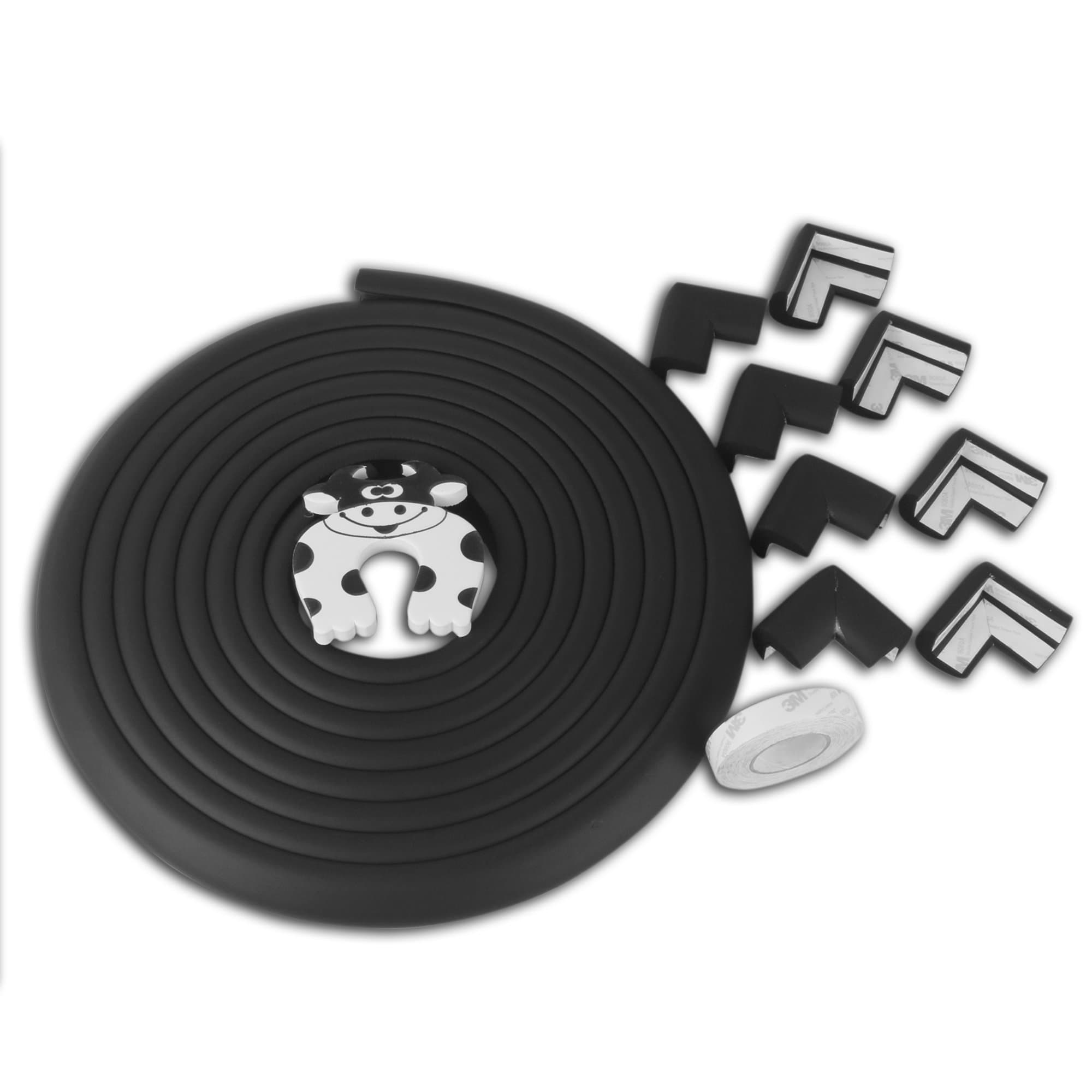 Baby Proofing Corner Edge Guards, Child Proof Edge Guard Corner Protectors for Furniture, Baby Cushion, Baby Proof Corner Bumper Protector Guard, Edge Protector for Baby Safety - 20ft - Black