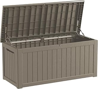 270GAL Extra - Large Brown Outdoor Deck Box with Lock Hole - Waterproof, SGS - Tested UV Resistance, Massive Storage for Lawn Mowers, Camping Gear, and More, Effortless Setup