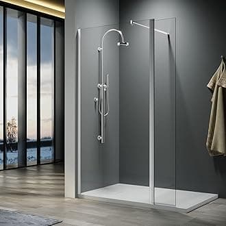 ELEGANT 1000mm Frameless Wet Room Shower Screen Panel 8mm Easy Clean Glass Walk in Shower Enclosure with 300mm Return Panel and Support Bar
