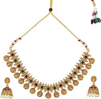 Necklace Set For Women | Pearls jewellery set for Women | Gold plated Jewellery Set | Temple jewellery set for Womens Traditional