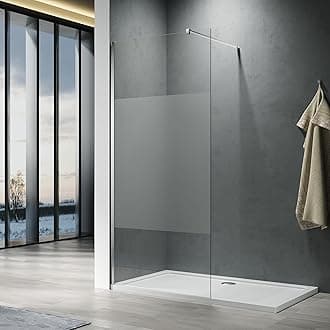 ELEGANT Walk in Shower Enclosure 8mm Half Frosted Easy Clean Safety Glass Shower Cubicles Wet Room Shower Screen Bath Screen 1000mm