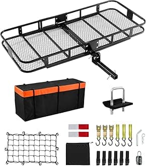 VEVOR 70" x 30" x 6", Hitch Cargo Carrier, 500 lbs Capacity with Ratchet Straps & Cargo Bag, Folding Hitch Mount Cargo Carrier Basket with Hitch Lock for 2" Receiver, Fit for SUVs
