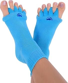 My Happy Feet Foot Alignment Socks with Toe Separators – Holiday Socks for Women & Men - Cozy Christmas Gift Idea, Light Blue, Medium