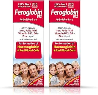 Feroglobin B12 Liquid 200ml- Hematinic Liquid Supplement for Health & Vitality | Reduces Fatigue | Iron, B Vitamins & Minerals (Pack of 2)