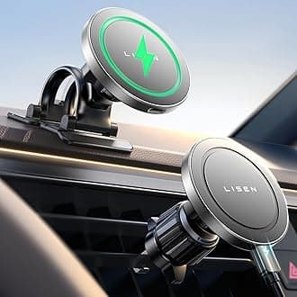 LISEN for 15W MagSafe Car Mount Charger,iPhone Magnetic Wireless Car Charger for iPhone 16 Pro Max Accessories,Car Phone Holder For iPhone 16 15 14 13 12,Samsung with MagSafe Case,Gifts for Men,Sliver