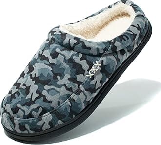 NewDenBer Men's Warm Memory Foam Suede Plush Fleece Lined Slip on Indoor Outdoor Clog House Slippers