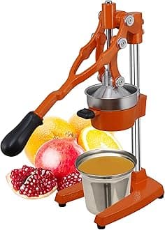 - 19 Inch Height Extra Tall Commercial Heavy Duty Cast Iron Hand Press Manual Orange Citrus Lemon Lime Grapefruit Pomegranate Fruit Juice Squeezer Machine with Stainless Steel Cup