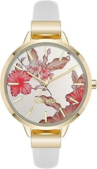 Women's Floral Dial Strap Watch