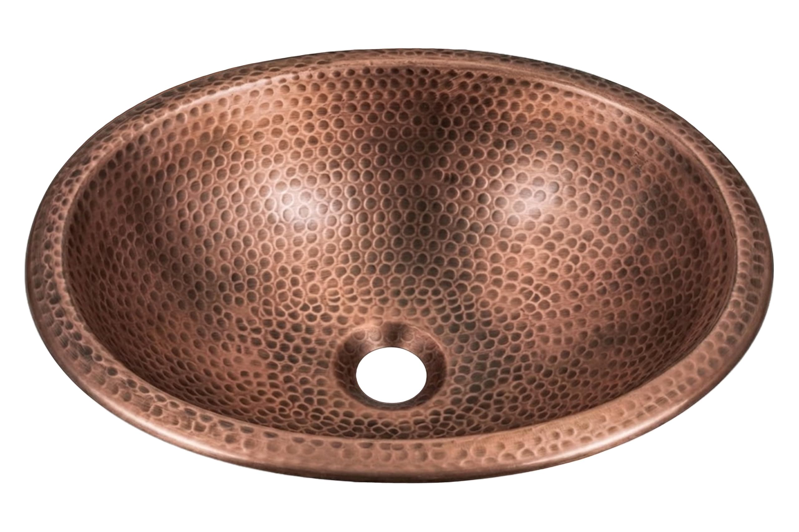 Monarch Abode 17-inch Hand Hammered Pure Copper Oval Drop-in Bathroom Sink, B...