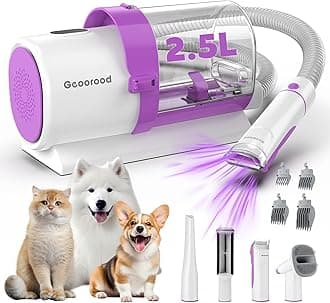 Dog Grooming Vacuum Kit, 2.5L Dust Cup Pet Grooming with Clippers for Dogs Cats Hair Shedding Brush at Home Purple