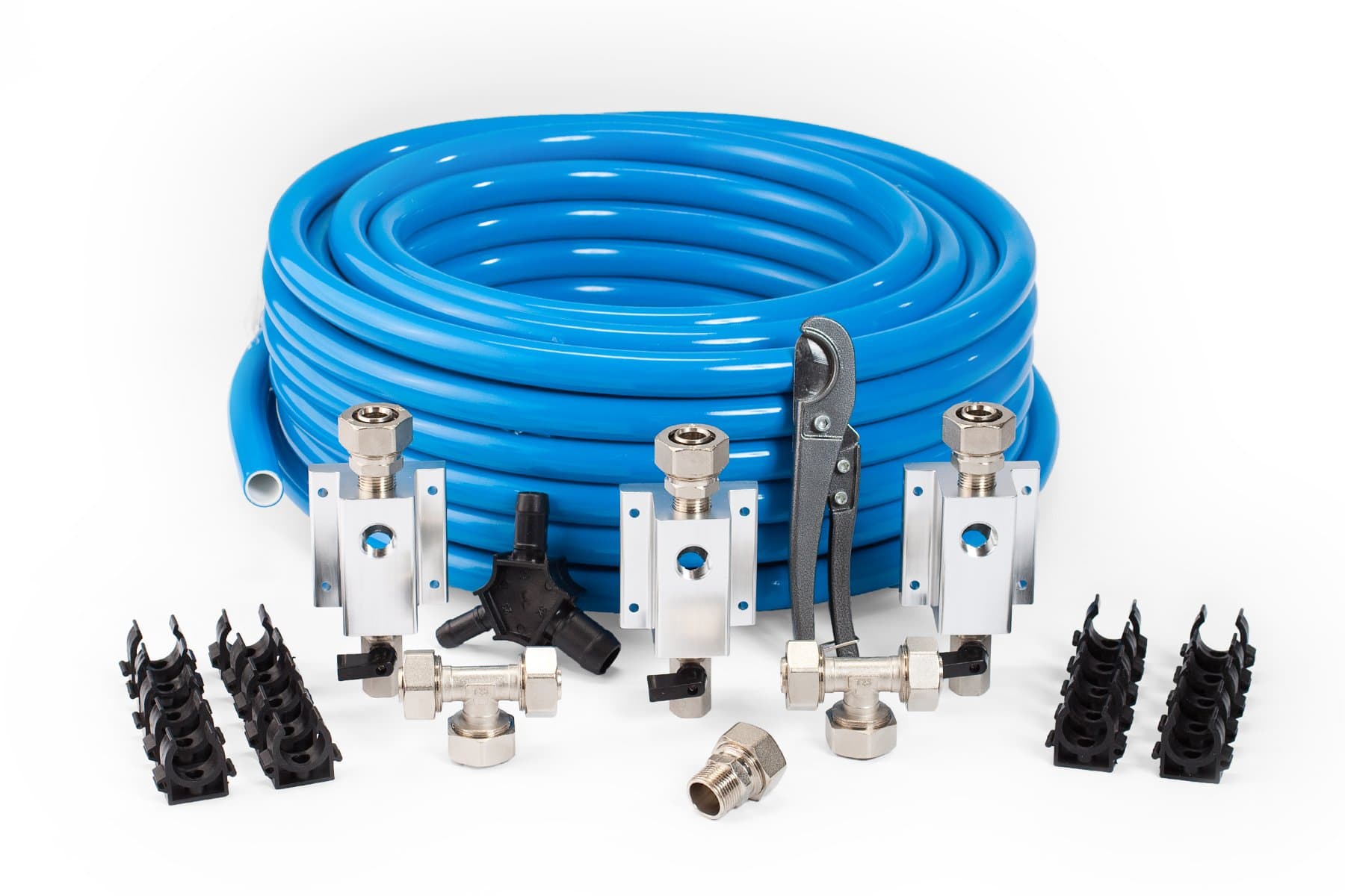 Maxline Pressured Leak-Proof Easy to Install Air Compressor Accessories Kit Piping System | 3/4 inch x 100 feet HDPE-Aluminum | Connects w/any Air Compressor Hose | 100 PSI | 29 Pieces | M7500.