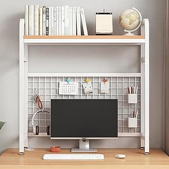 1/2-Layer Desktop Bookshelf Organizer, Iron Computer Desk Top Shelves, College Dorm Desk Hutch, Storage Shelves For Dorm Home Office(White,75 * 20 * 98cm-1 layer)
