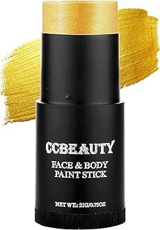 CCbeauty Gold Face Paint Stick, Metallic Face Painting Kit, Full Coverage SFX Makeup Foundation, Professional Non-Toxic Body Paint for Halloween Costume Party, For Wonder Women, Iron Man Makeup