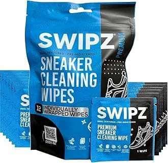 SWIPZ Sneaker Cleaner Wipes – Instant Shoe Cleaner for White Sneakers, Rubber Soles & Leather | Sneaker Eraser Wipes for Nike, Adidas, Air Jordan & More | 12 Travel Packs