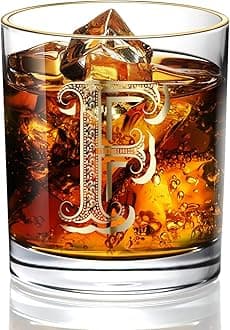 LovinproWhiskey Glass for Men/Dad/Son, Vintage Unfading 24K Gold Hand Crafted Old Fashioned Whiskey Glasses, Perfect for Gift and Home Use - 10 oz Bourbon Scotch, Party Decorations