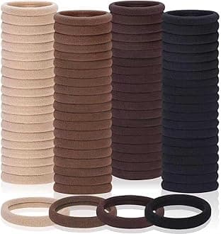 150 Pcs Seamless Elastic Hair Ties No Damage for Thick & Thin Hair, Ponytail Holders, Elastics, Soft Pony Tails Bands for Women, 4 Neutral Colors