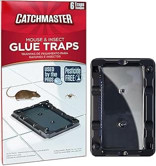 Catchmaster-6 Mouse & Insect Glue Traps, Heavy-Duty Pesticide-Free Sticky Mouse Traps Indoor for Home, Used by the PROs, Adhesive Rodent & Bug Catcher, Pest Control for House & Garage