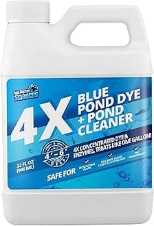 4X Blue Pond Dye + Pond Cleaner, 2-in-1 Pond Dye Blue + Enzymes, Makes Murky Pond Blue, Clean & Beautiful, Blue Dye for Ponds & Lakes, Keeps The Water Cool, Clear & Ideal for Fish & Wildlife, 32 oz.