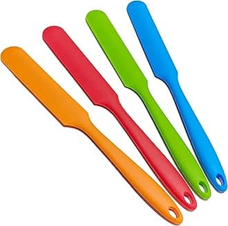 zYoung 4 Pcs Silicone Spatula Set Heat Resistant Cake Cream Butter Spatulas Mixing Batter Scraper Non-Stick Flexible Baking Cooking Tool