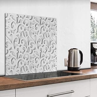 murando Glass Splashback for Kitchen Backsplash Cooker Protector Tempered Glass Decorative Wall Art Panel Heat Resistant Graphic 80x80 cm / 32"x32" Ornament Wood Orient f-A-0841-aq-a
