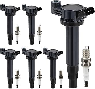 UF506 Ignition Coil & 4504 Double Iridium Spark Plug for Toyota 04-06 Camry Sienna,04-10 Highlander,04-08 Solara/LEXUS 04-06 ES330,RX330,06-08 RX400h 3.3L V6 Replaces# 5C1442 UF430 90919-02246