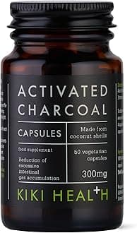 KIKI Health - Activated Charcoal 300mg - Made from 100% Pure Coconut Shells - Contributes to Reducing Excessive Flatulence After Eating - Natural Teeth Whitener - 50 Capsules