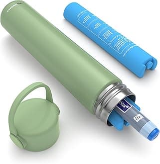 16H Single Insulin Pen Cooler Trave Case with 1 Biogel Ice Pack Portable Medication Cooler for Travel TSA Approved Diabetic Travel Case with QR Medical Stikers(Apple Green)
