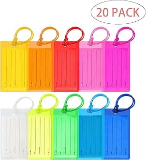 20 Pack Luggage Tags for Suitcases, Airplane Travel Essentials for Flying, International Travel Must Haves, and Luggage Accessories by Sodsay