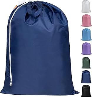 Polecasa Extra Heavy Duty Large Laundry Bag with Sturdy Handles and Drawstring Closure, 28 x 36 inches Durable Storage Bags for Basket, Hamper, College, Dorm, Travel, Navy