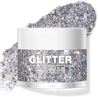 LANGMANNI Holographic Body Glitter Gel for Body, Face, Hair and Lip.Color Changing Glitter Gel Under Light. Vegan & Cruelty Free-1.35 oz (5# Silver Fantasy)