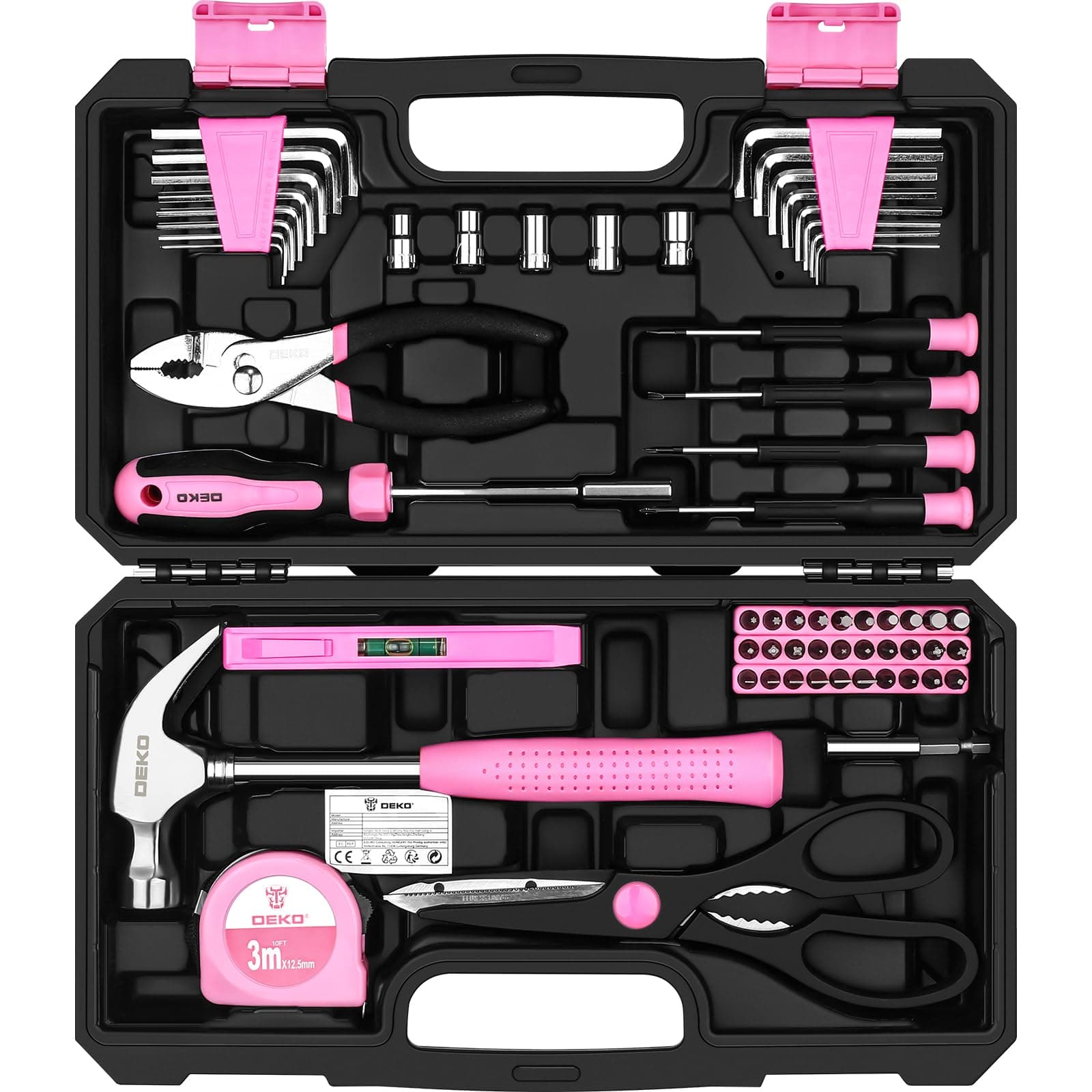 – Pink Tool Kit:DEKO Tool Set, Pink Hand Tool Kit DIY for Women 62 Pieces, Ladies Tool Box for Home