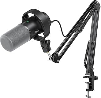 FIFINE K688 Podcast Microphone Kit, USB/XLR Dynamic Microphone with Boom Arm for PC/XLR Mixer, Gaming Mic with Mute Button, Headphone Jack for Vocal, Voice-Over, Streaming, Music Recording -K688CT