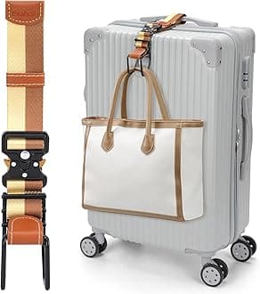 J Hook for Luggage Strap, Luggage Hook Strap Flight Attendant with Hands Free, Adjustable Luggage Hook for Carry on Bag