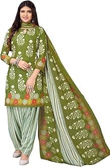 Readymade Indian Punjabi Style Crepe Patiala Salwar Suit with Dupatta for Women