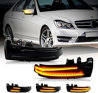 Dynamic LED Side Mirror Sequential Turn Signal Lights Smoked Lens for Merce-des Benz A/B/C/E/S/CLA/GLA/GLK/CLS Class W204 W176 W212 W246 W221 C250 C300 C350, Side Marker Blinkers Mirror Light
