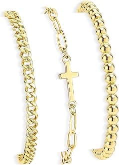 Easter Basket Stuffers Gold Jesus Cross Bracelets for Women Trendy, 14K Dainty Gold Plated Starfish & Seashell Charm Bracelets for Women Bulk, Christian Baptism Gifts for Women Mom Her