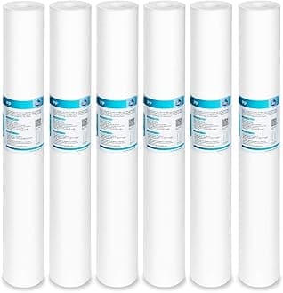 Membrane Solutions 20 Micron Sediment Water Filter Replacement Polypropylene Cartridge 20"x2.5" for Whole House Filter System - 6 Pack