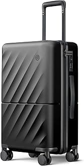 NINETYGO Carry On Suitcase, 20 Inch Carry-On Luggage with Double Spinner Wheels, Anti-Burst Zipper, Hard Case PC Suitcase Carry On, Lightweight Travel Luggage, TSA Approved (Onyx Black, Hudson)
