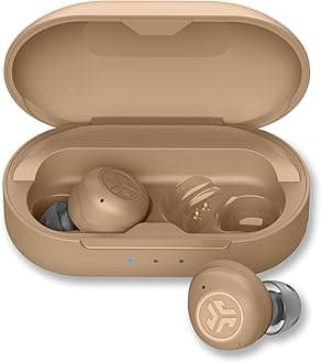 JLab Hear OTC Hearing Aid & Earbuds, Beige, Traditional Earbud Fit, Four Preset Hearing Modes, in-Ear Detection and Built-in Feedback Suppression, Independent Volume Control and Touch Controls