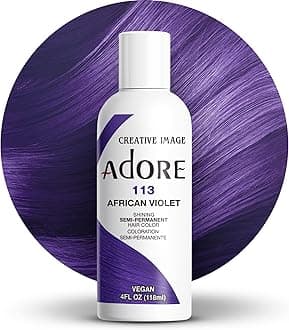 Adore Semi Permanent Hair Color (113 African Violet) | Vegan & Cruelty-Free Purple Hair Dye | No Ammonia, No Peroxide, No Alcohol | 4 Fl Oz