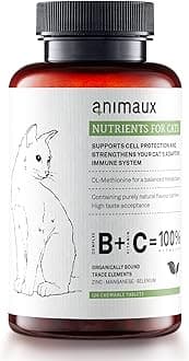 animaux – nutrients for Cats, All-Natural Cat Vitamins, Cat Essentials to Strengthen the Immune System & Natural Cell Protection, Healthy Skin & Shiny Coat, 120 Chewable Tablets, 120 Days Supply