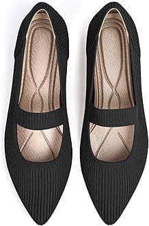 Women's Flats Shoes Pointed Toe Knit Washable Ballet Comfortable Dressy Mary Jane Flat