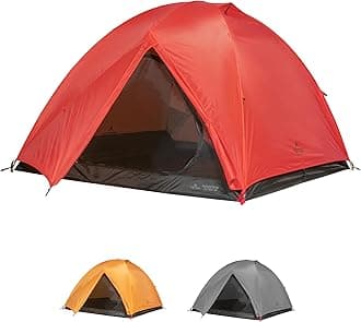 Teton Mountain Ultra Tent; 4 Person Backpacking Dome Tent for Camping; Red