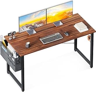 ODK Computer Desk Large Office Desk, 48 Inch Gaming Desk with Storage, Modern PC Desk Work Table with Headphone Hook for Home Office, Deep Brown